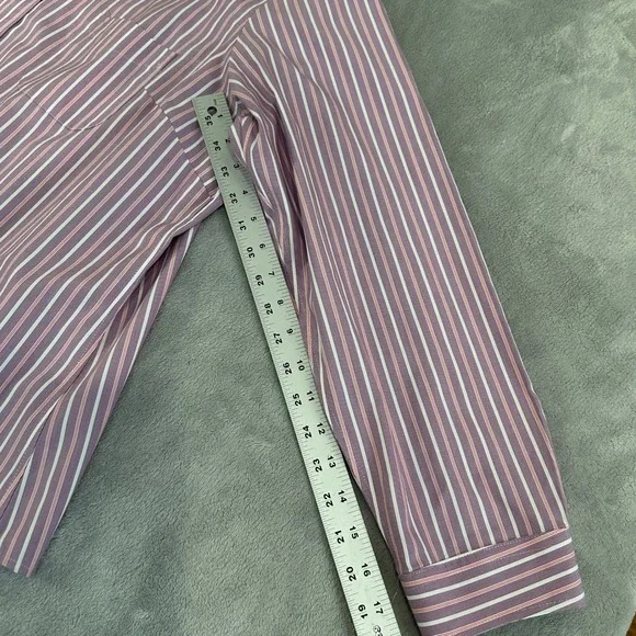 LL Bean Wrinkle Resistant Striped Button Down Shirt Purple Pink White 2X 0JQD5 - Picture 6 of 8